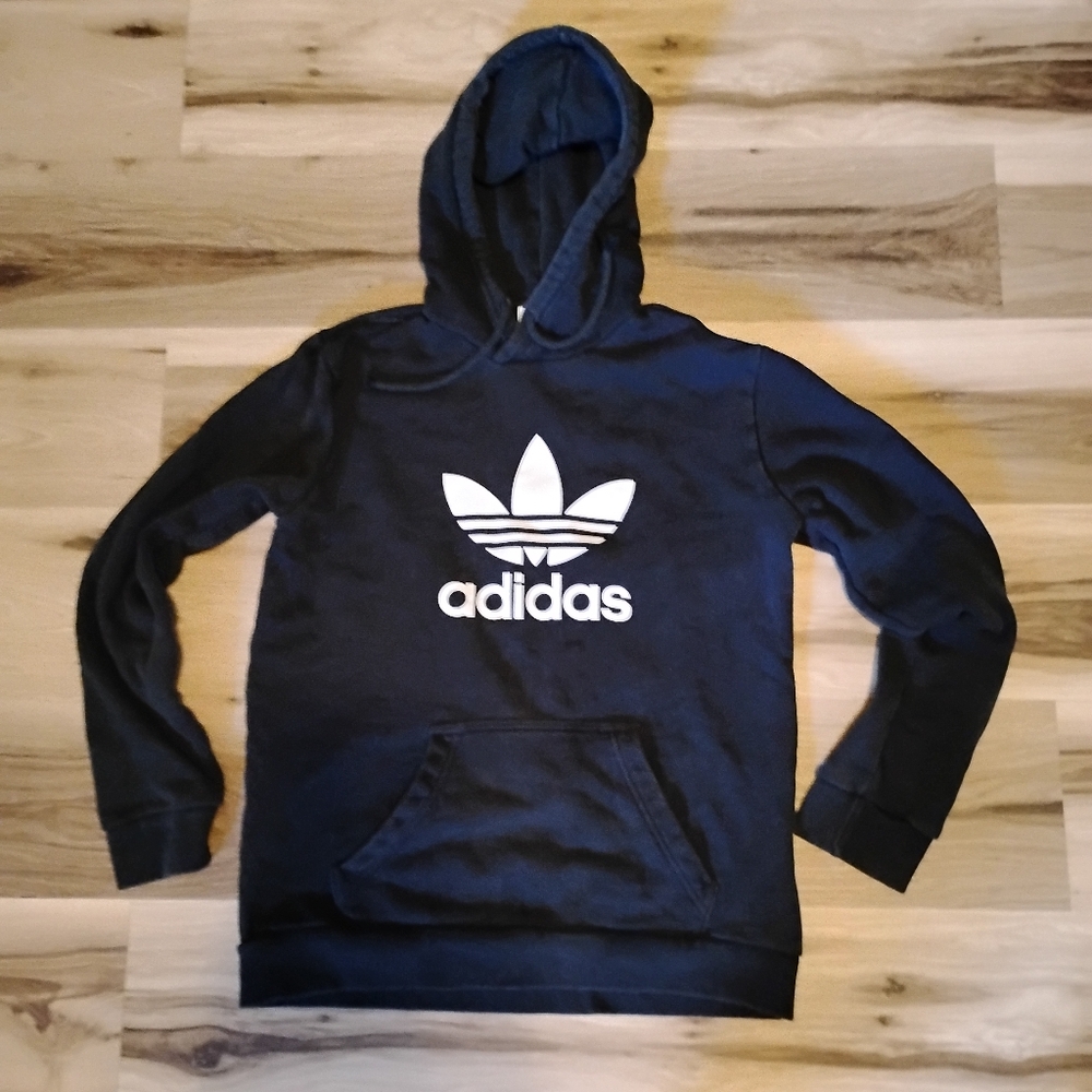 Adidas Black Hoodie Sweater With Pockets Size Small EUC